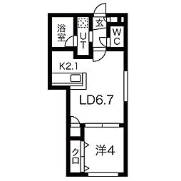札幌市白石区本郷通13丁目北マンション 1LDKの間取図画像