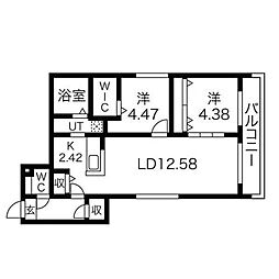 S-RESIDENCE西町 2LDKの間取図画像