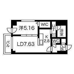 S-RESIDENCE近代美術館前 1LDKの間取図画像