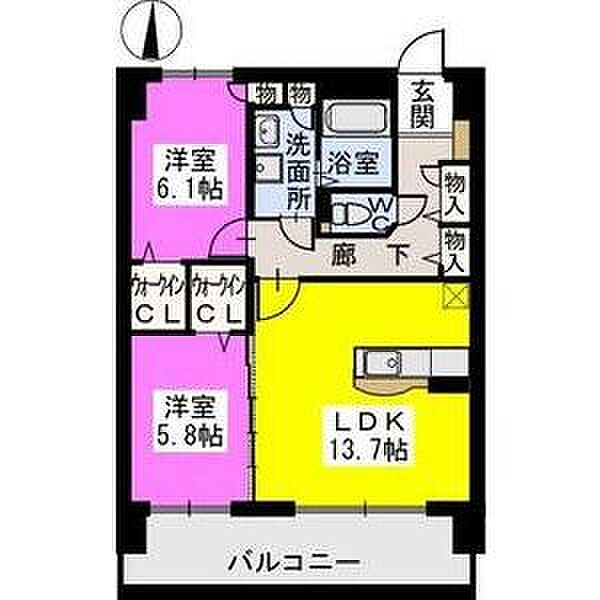 ヴィラ・ソフィア 602｜福岡県飯塚市横田(賃貸マンション2LDK・6階・64.97㎡)の写真 その2