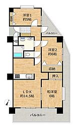 キングスコート中浜 3LDKの間取図画像