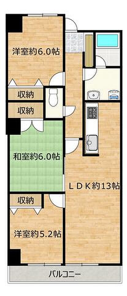 【間取図】和室を洋室へ変更、カーペットを床材に変更、水回り交換、壁紙の張替を予定しております。