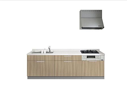【同仕様写真/キッチン】キッチンはハウステック製の新品に交換します。引出には一升瓶や寸胴鍋など背の高いものも収納できます。天板は熱や傷にも強い人工大理石仕様なので、毎日のお手入れが簡単です。