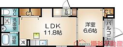 ベルフォーレ茨木 1階1LDKの間取り