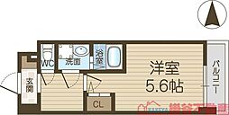 SOLASIA residence 千里丘 2階1Kの間取り