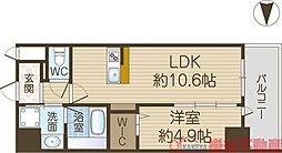 ストーリア茨木 7階1LDKの間取り