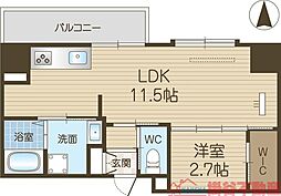 グランコート茨木永代町 2階1LDKの間取り