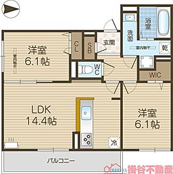D-residence高槻市下田部A 2LDKの間取図画像