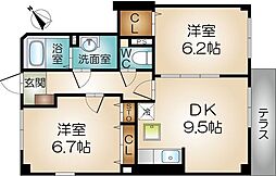 グランドコスモス 2DKの間取図画像