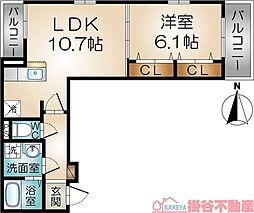 プラシード上泉 1LDKの間取図画像