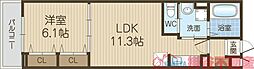 仮称)東正雀アパート 1LDKの間取図画像