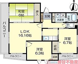 ラ・ヴェール茨木 3LDKの間取図画像