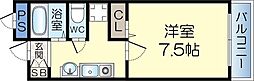 ラ・フィーネ筒井 1Kの間取図画像