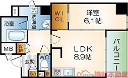 レシオ千里丘 1LDKの間取図画像