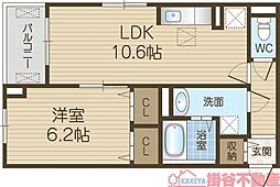 ハイツ 1LDKの間取図画像
