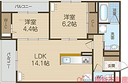 TORISIA千里丘I 2LDKの間取図画像