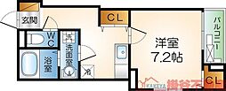ヴィアソーレ茨木 1Kの間取図画像