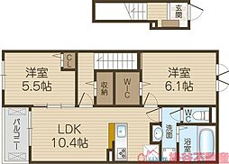 鳥飼下2丁目アパート(028079301) 2LDKの間取図画像