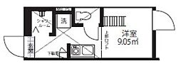 東急東横線 学芸大学駅 徒歩7分の賃貸アパート 2階ワンルームの間取り