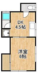 マリンハイツ 1DKの間取図画像
