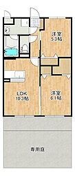 クレスト見次 2LDKの間取図画像