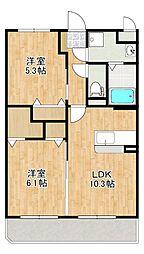 クレスト見次 2LDKの間取図画像
