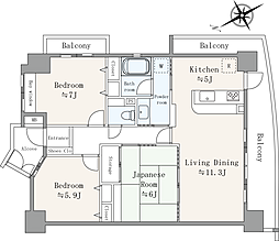 ユニーブル半田駅前 3LDKの間取図画像