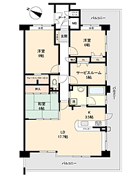 ヴェルディ三滝邸ビューコート 3SLDKの間取り