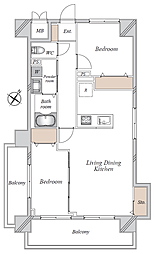 シティマンション薬院 2LDKの間取図画像