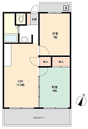 ローズマンション豊見城 2LDKの間取図画像