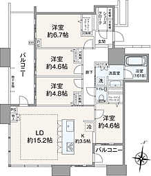 アイランドシティオーシャン&フォレストタワーレジデンスウエスト棟 4LDKの間取図画像