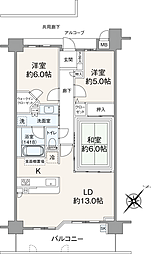 アルファステイツ鷹取駅前 3LDKの間取図画像