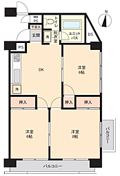 皐月マンション那の川 3DKの間取図画像