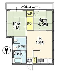 泉台マンション 2DKの間取図画像