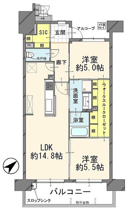 各部屋に収納を備えた使い勝手の良い間取りです。ウォークスルークローゼットやシューズインクロークなど収納スペースが充実しておりお部屋を広くお使いいただけます。水回りの動線も考慮された設計が魅力です。