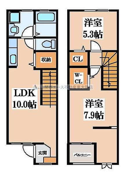 メゾネットエスペランサ ｜大阪府東大阪市三島2丁目(賃貸アパート2LDK・1階・55.88㎡)の写真 その2