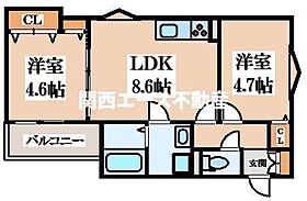 クリエオーレ津の辺町II  ｜ 大阪府大東市津の辺町（賃貸アパート2LDK・3階・42.51㎡） その2