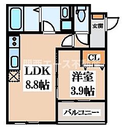 仮）東大阪市大蓮東1丁目AP A棟 1階1LDKの間取り