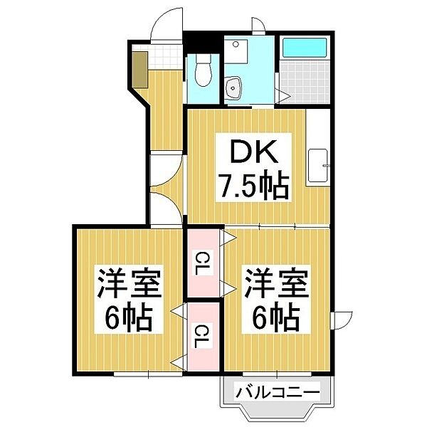 長野県茅野市玉川(賃貸アパート2DK・1階・44.34㎡)の写真 その2