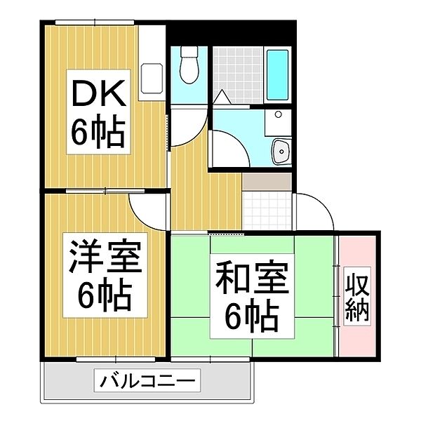 長野県茅野市本町西(賃貸アパート2DK・1階・44.20㎡)の写真 その2