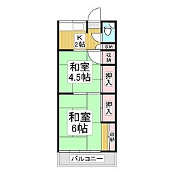 松栄荘 2階2Kの間取り