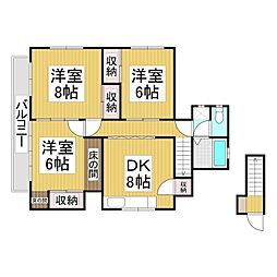 JR中央本線 茅野駅 4.3kmの賃貸アパート 2階3DKの間取り