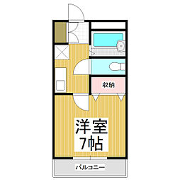 レジデンス923下諏訪 4階1Kの間取り