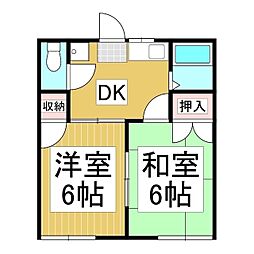 ブラボー50　？24 2階2DKの間取り