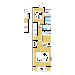 サンフラワーガーデン2 2階1LDKの間取り