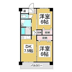 COMODO CUARTO 4階2DKの間取り