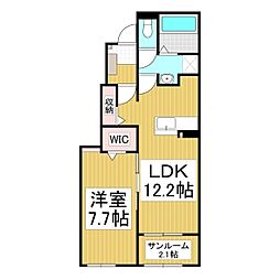 メゾンボヌール 1LDKの間取図画像