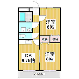 マンショングランヴェール1号館 2DKの間取図画像