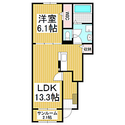 ミニヨンA 1LDKの間取図画像