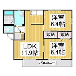 フレグランス小泉A 2LDKの間取図画像